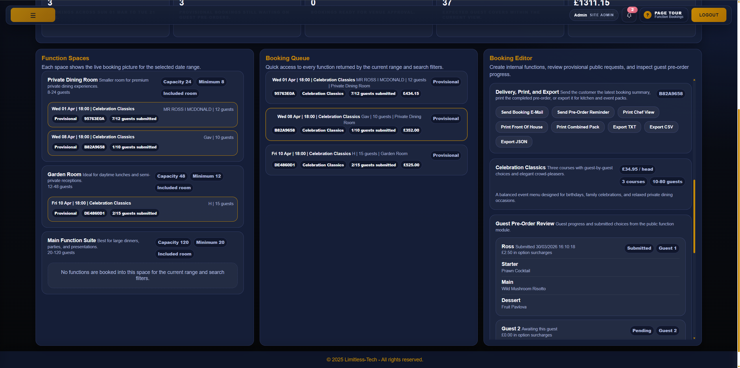Function Bookings screenshot placeholder