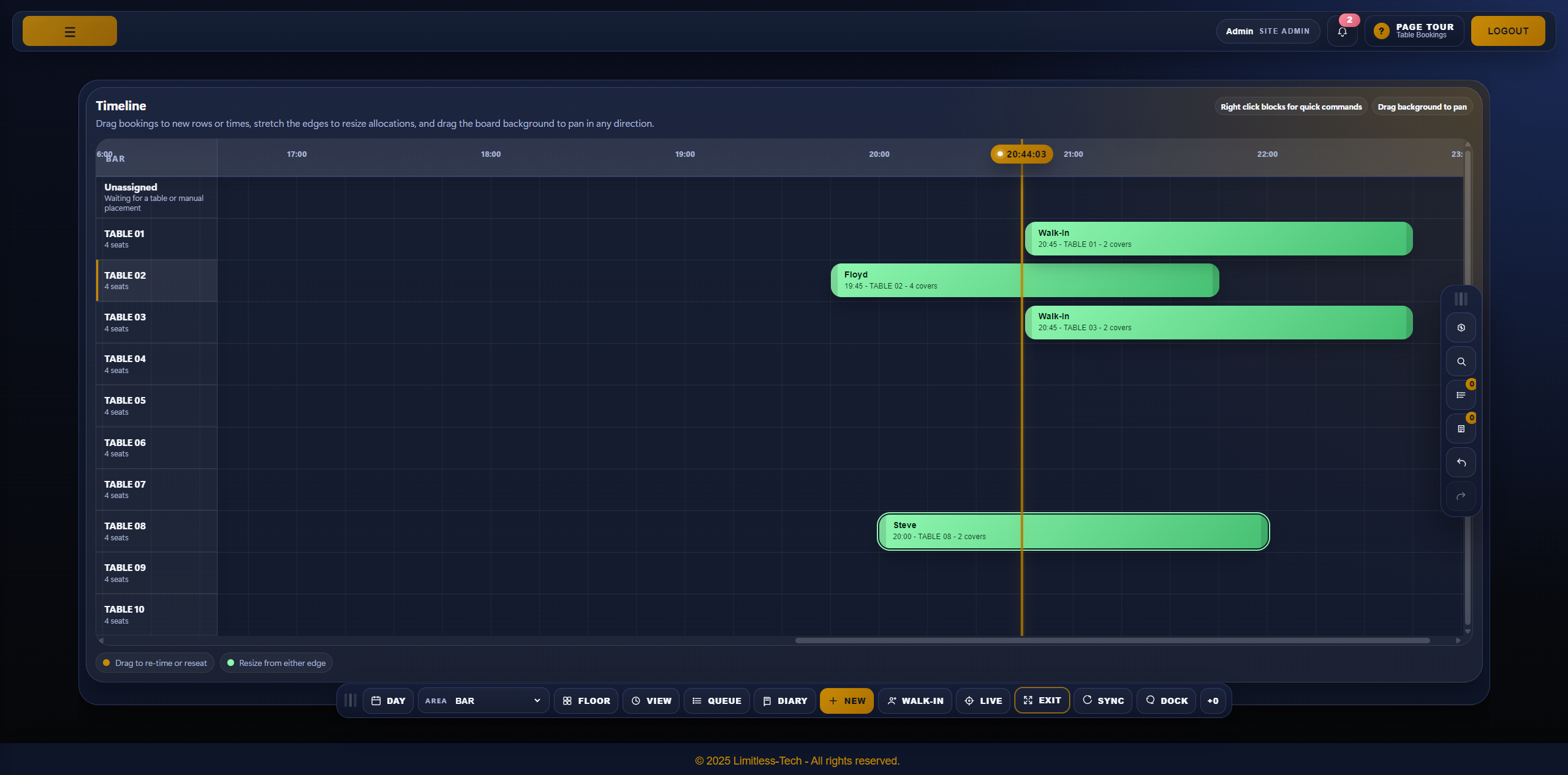 Table Bookings screenshot placeholder